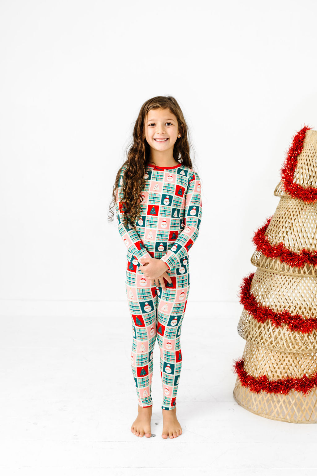Patchwork Santa Long Sleeve Jammies Set