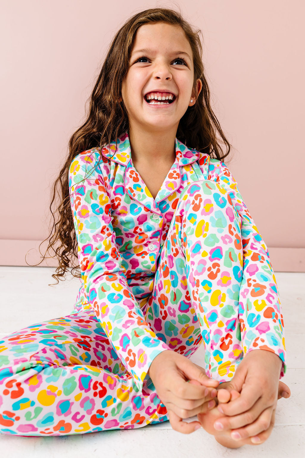 Tween Bright Leopard Button Down PJ's