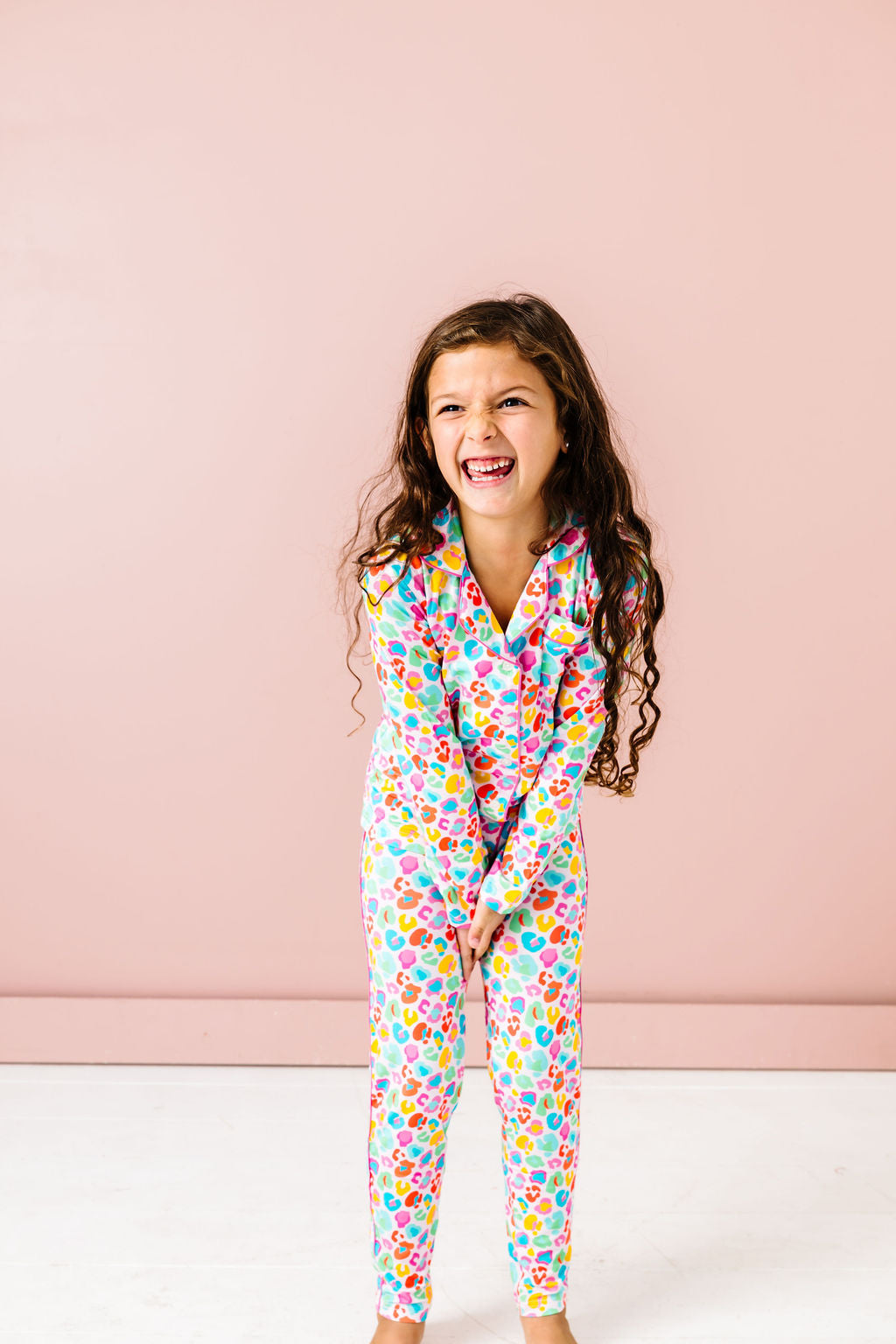 Tween Bright Leopard Button Down PJ's