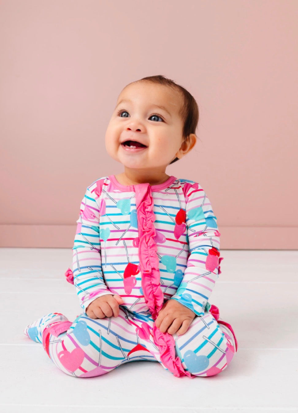 Lollipop Hearts Ruffle Footie