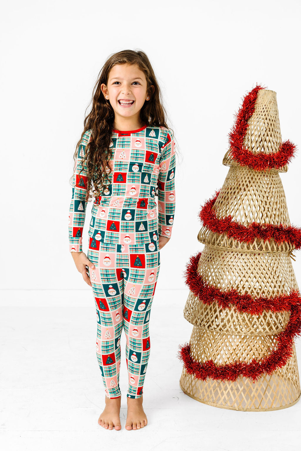 Patchwork Santa Long Sleeve Jammies Set