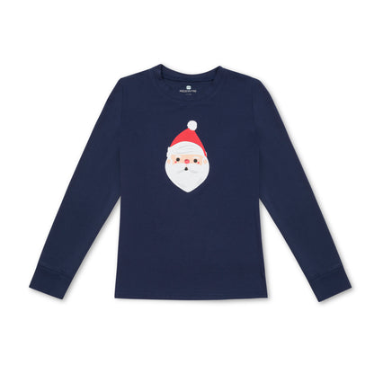 Long Sleeve Screen Tee - Navy Santa