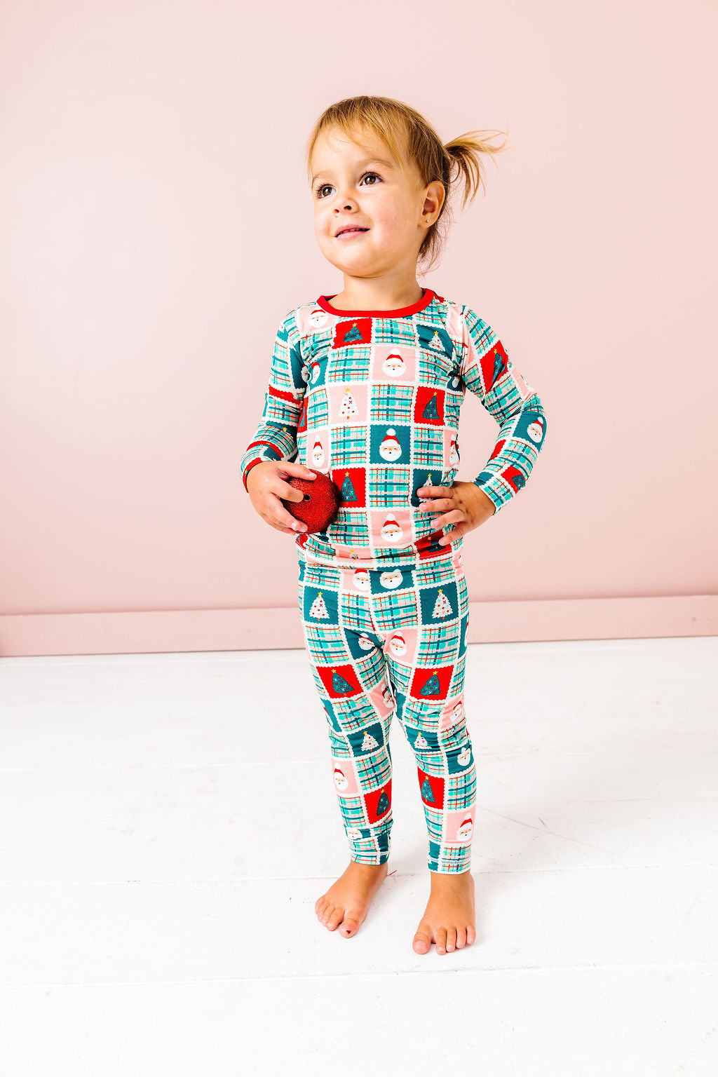 Patchwork Santa Long Sleeve Jammies Set