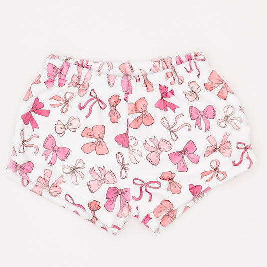 Plush Shorts-Pink Bows