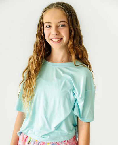 Big Girls Boxy Tee - Turquoise