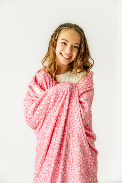 Plush Blanket-Pink Leopard