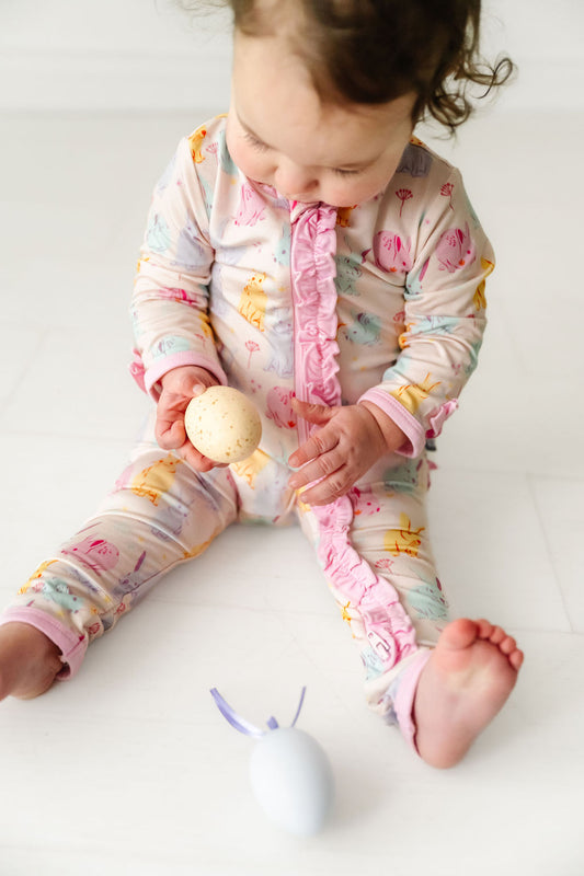 Easter Bunny Floral Ruffle Romper