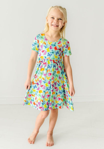 Butterflies Short Sleeve Twirl Dress