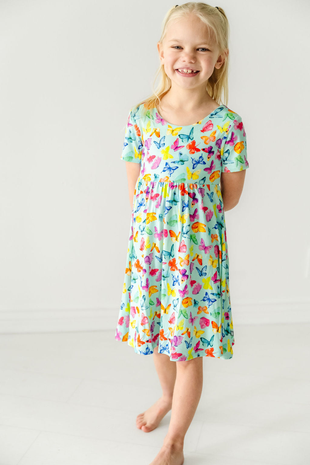 Butterflies Short Sleeve Twirl Dress