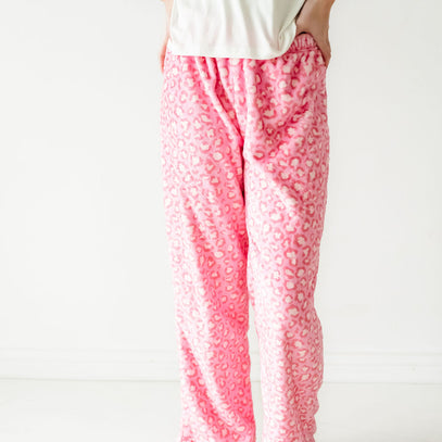 Plush Pants-Pink Leopard