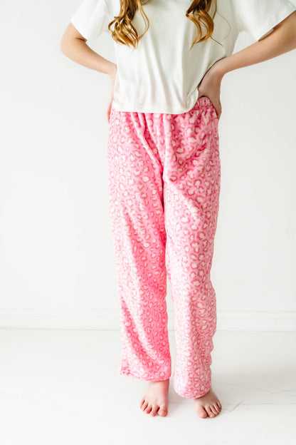 Plush Pants-Pink Leopard