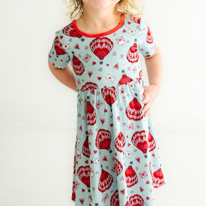 Love Balloons Short Sleeve Twirl Dress