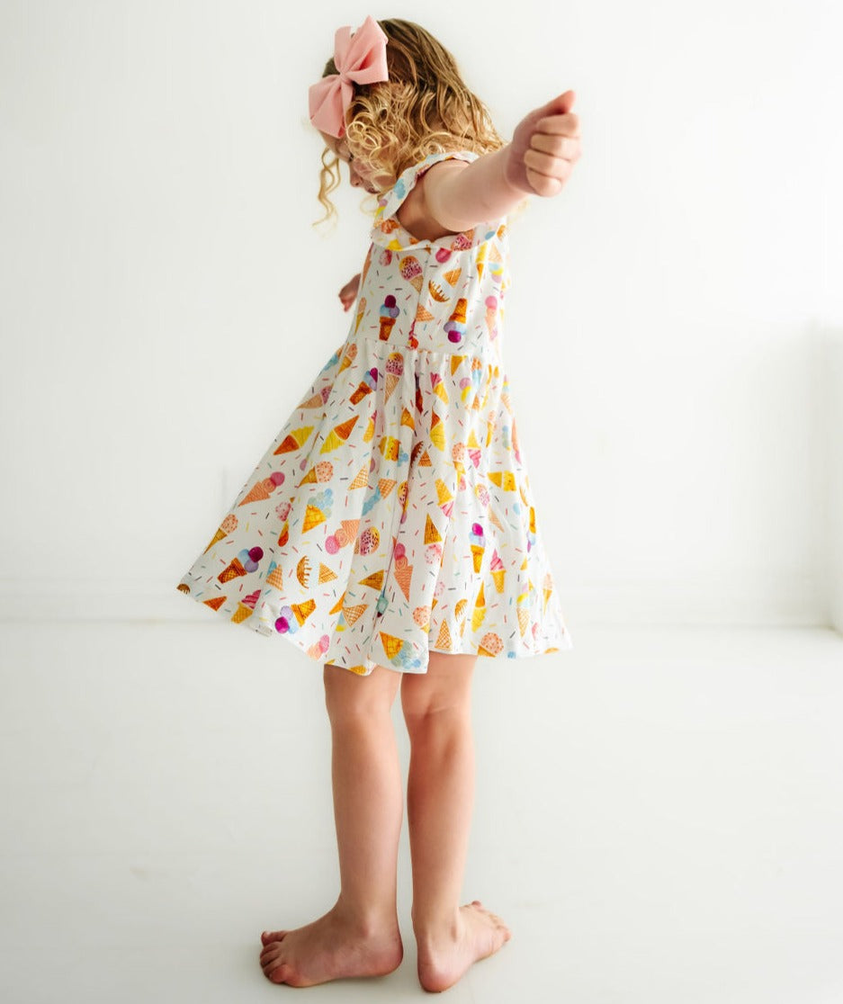 Ice Cream Flutter Sleeve Twirl Dress