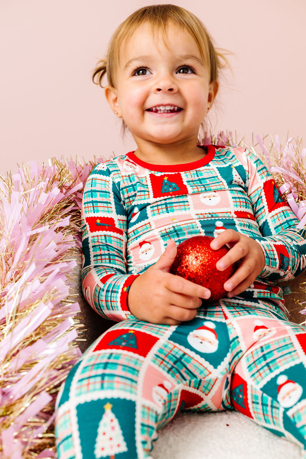Patchwork Santa Long Sleeve Jammies Set