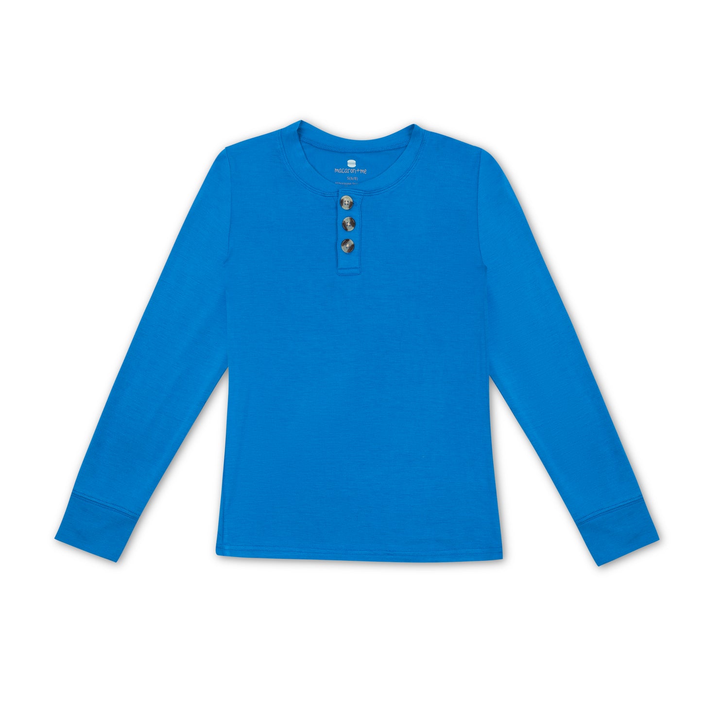 Long Sleeve Henley Tee - Blue