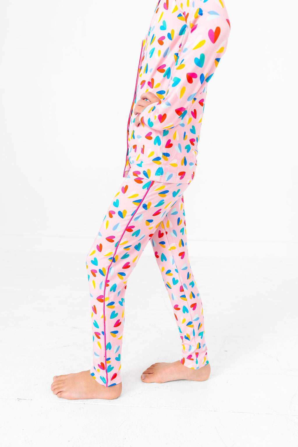 Tween Two Tone Hearts Button Down PJ's