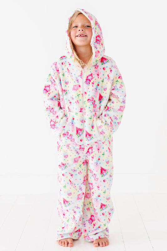 Plush Long Sleeve Onesie-Gingerbread Houses