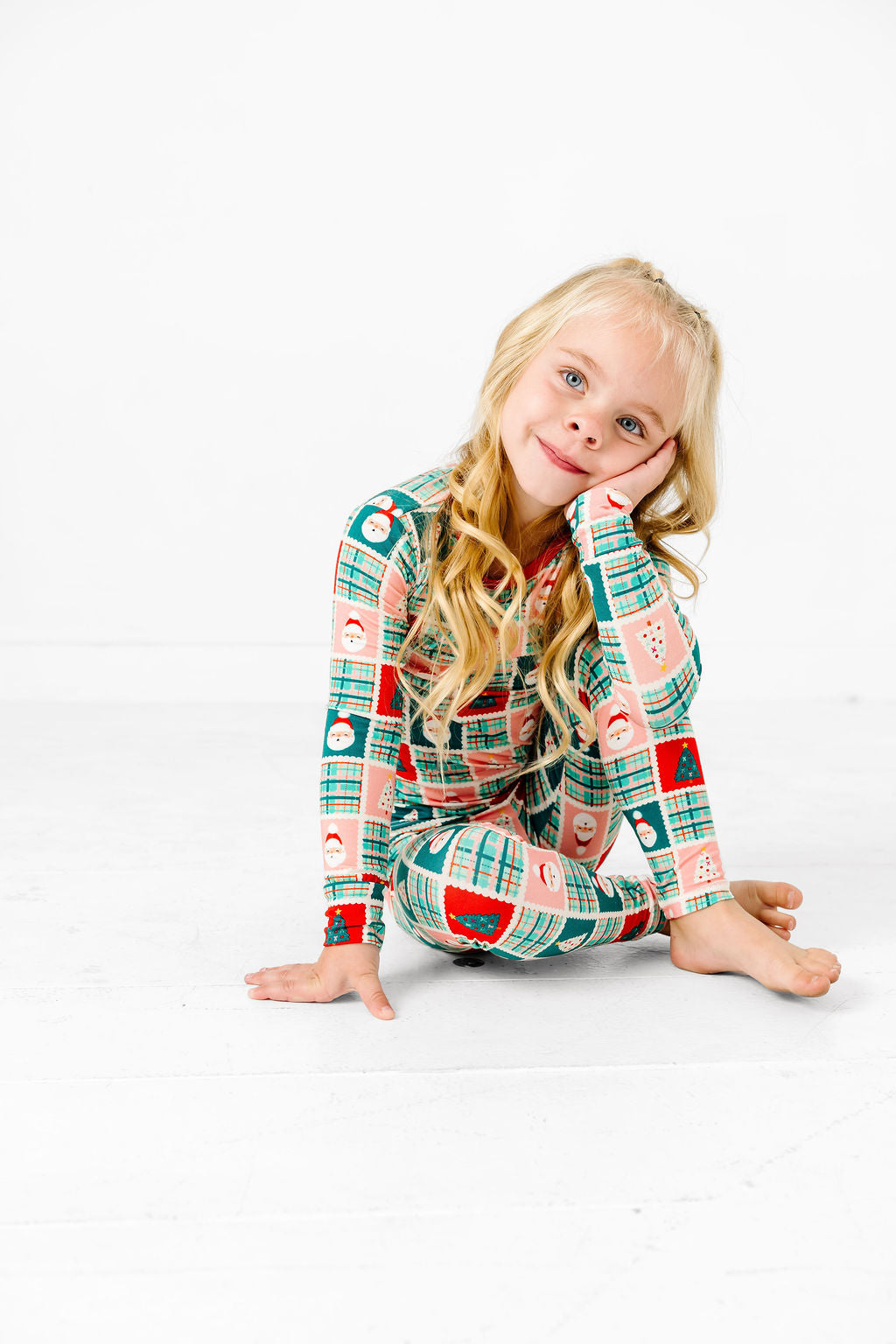 Patchwork Santa Long Sleeve Jammies Set