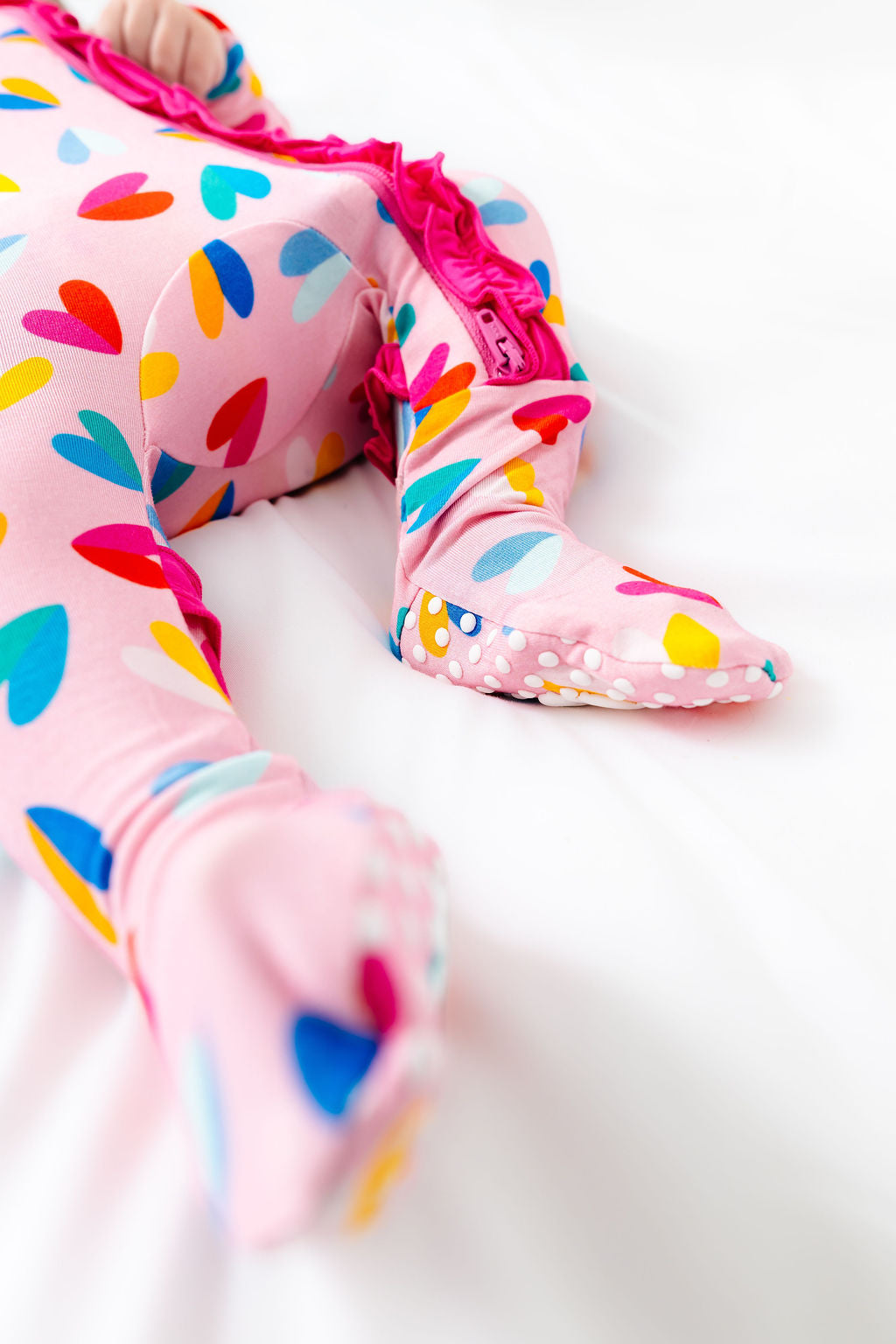 Two Tone Hearts Ruffle Footy
