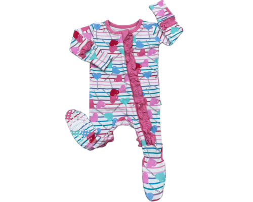 Lollipop Hearts Ruffle Footie