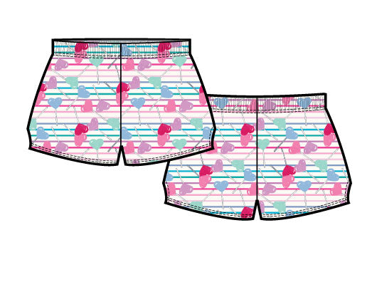 Plush Shorts - Lollipop Hearts