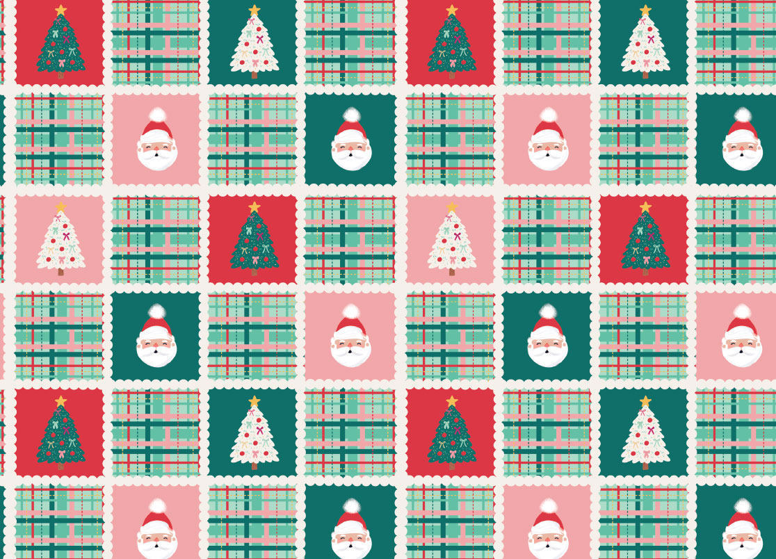Patchwork Santa Long Sleeve Jammies Set