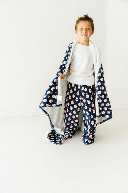 Plush Blanket-Navy Vintage Santa