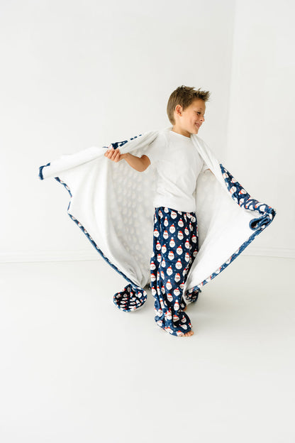 Plush Blanket-Navy Vintage Santa