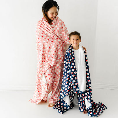 Stretch Plush Blanket-Vintage Santa Pink
