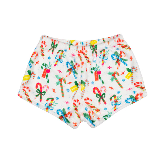 Plush Shorts-Candy Canes