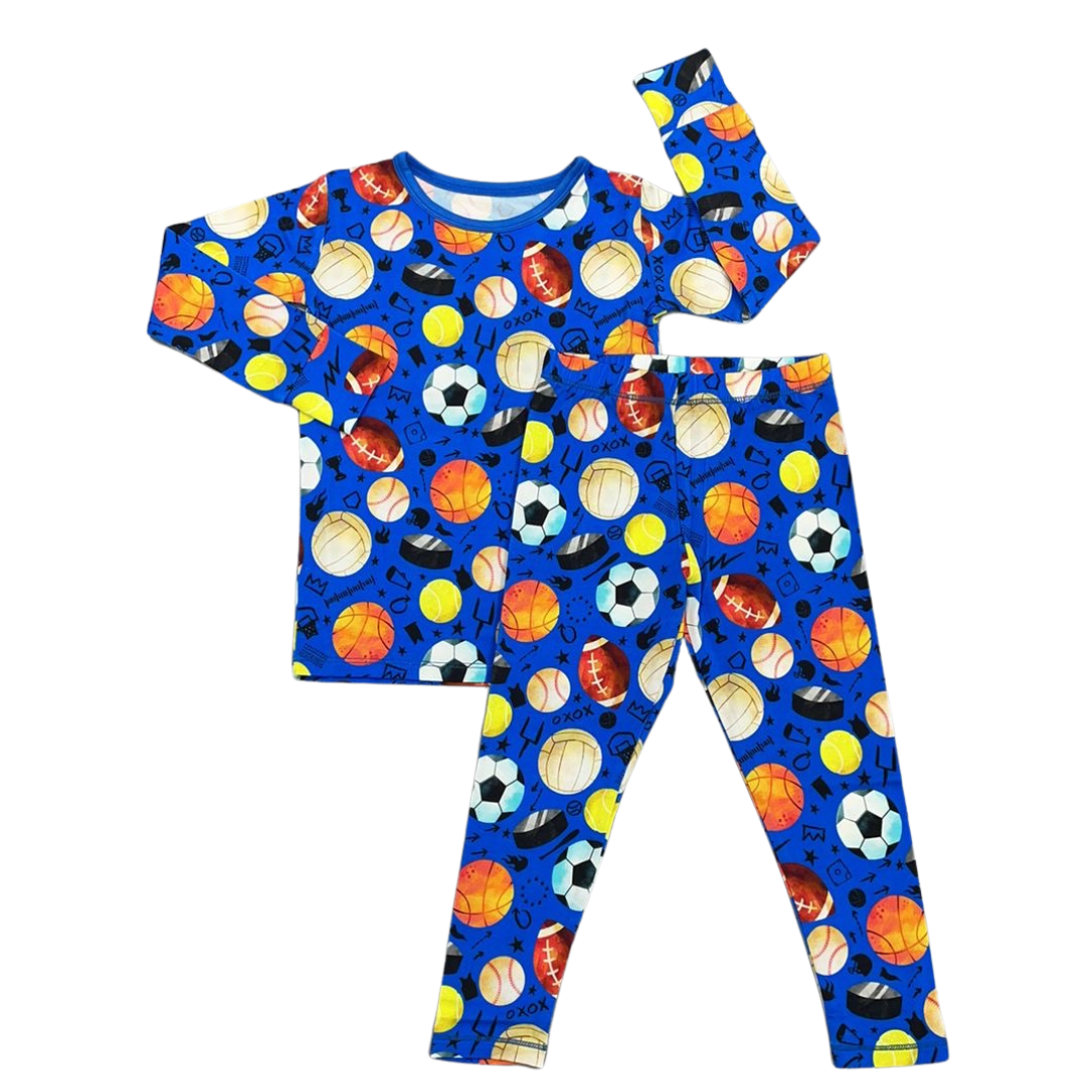 Blue Sports Long Sleeve Jammies Set