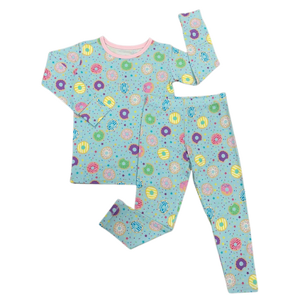 Turquoise Donuts Long Sleeve Jammies Set
