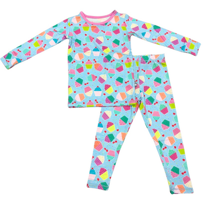 Blue Cupcake Long Sleeve Jammies Set
