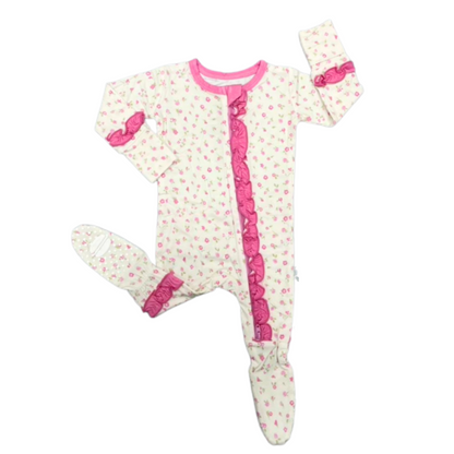 Rosebud Floral Ruffle Footie