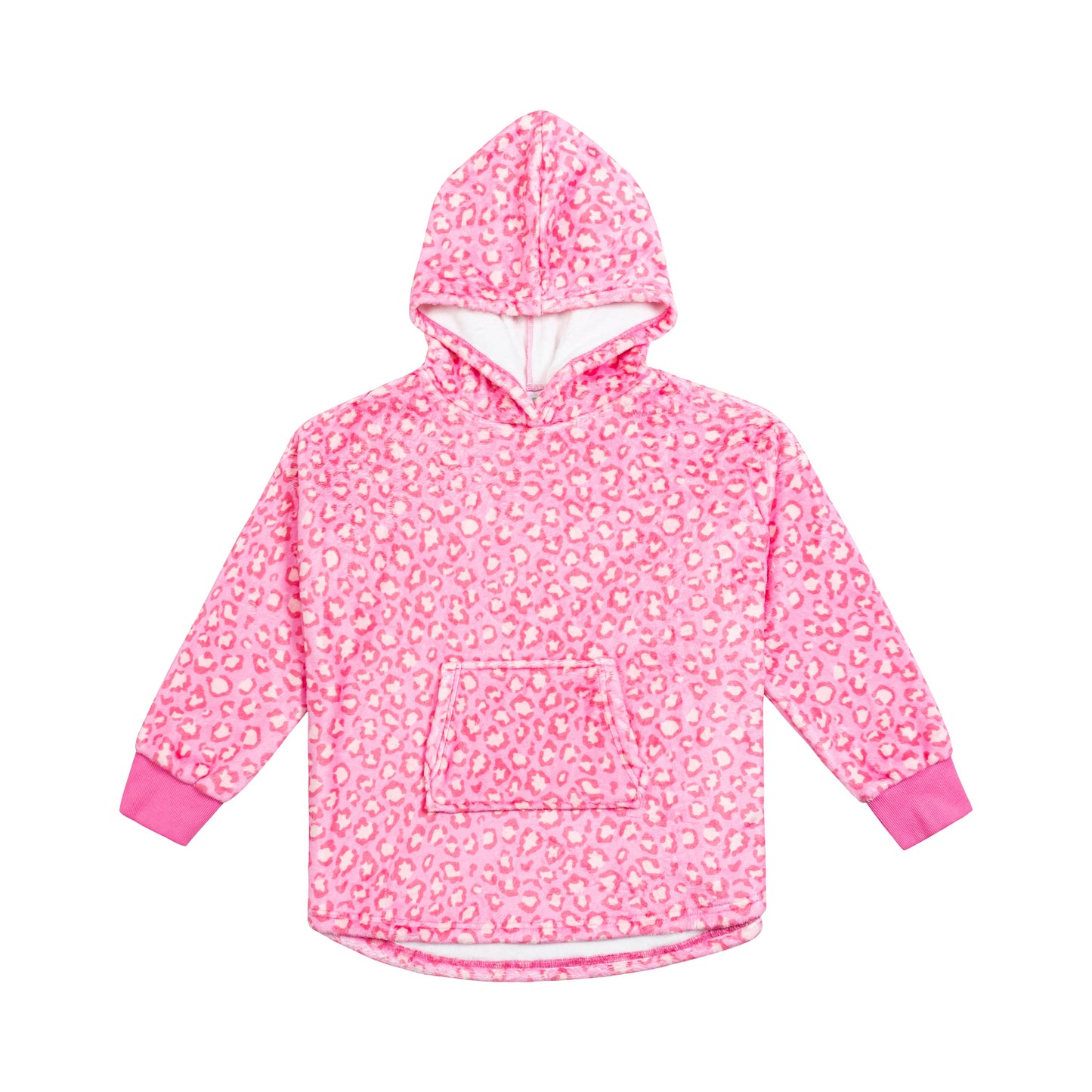 Plush Oversized Hoody - Pink Leopard