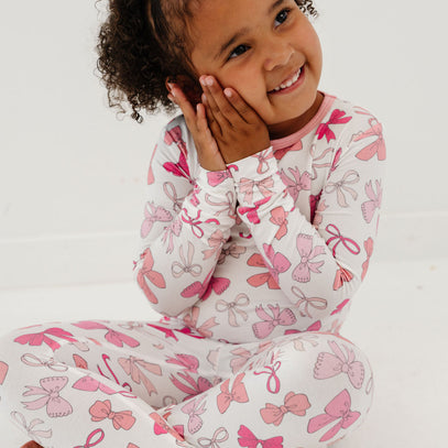 Pink Bows Long Sleeve Jammies Set