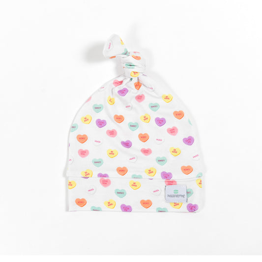 Candy Hearts Top Knot Hat