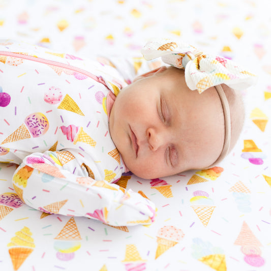 Ice Cream & Sprinkles Stretchy Bow Headband