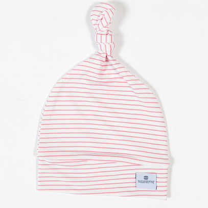 Pink Taffy Stripe Top Knot Hat