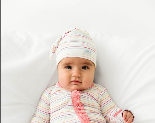 Candy Stripe Top Knot Hat