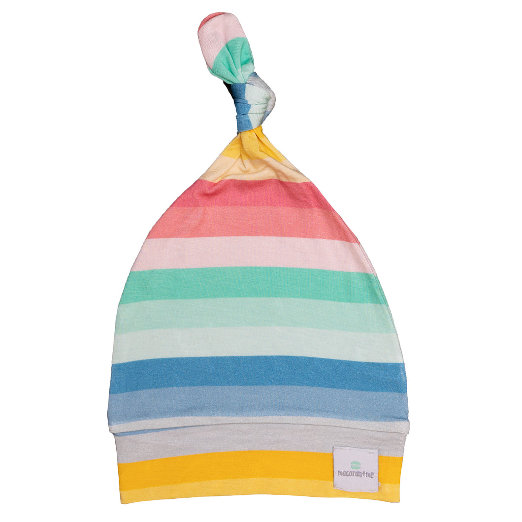 Ombre Stripes Top Knot Hat
